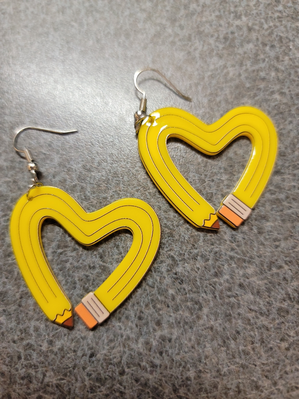 Fashion Jewelry Yellow Pencil Heart Dangle Earrings
